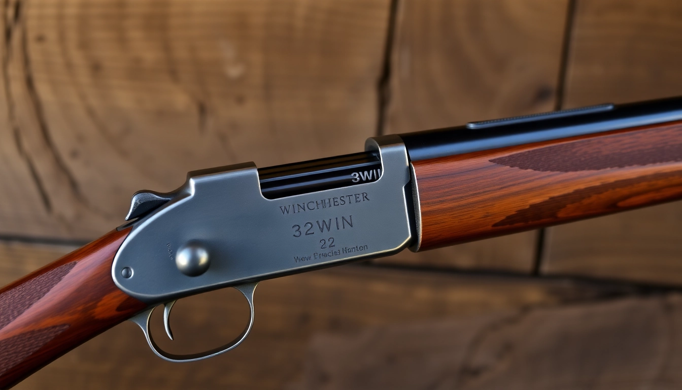 The 32WIN cartridge visible in a classic hunting rifle, illustrating its historical and hunting significance for firearm enthusiasts.