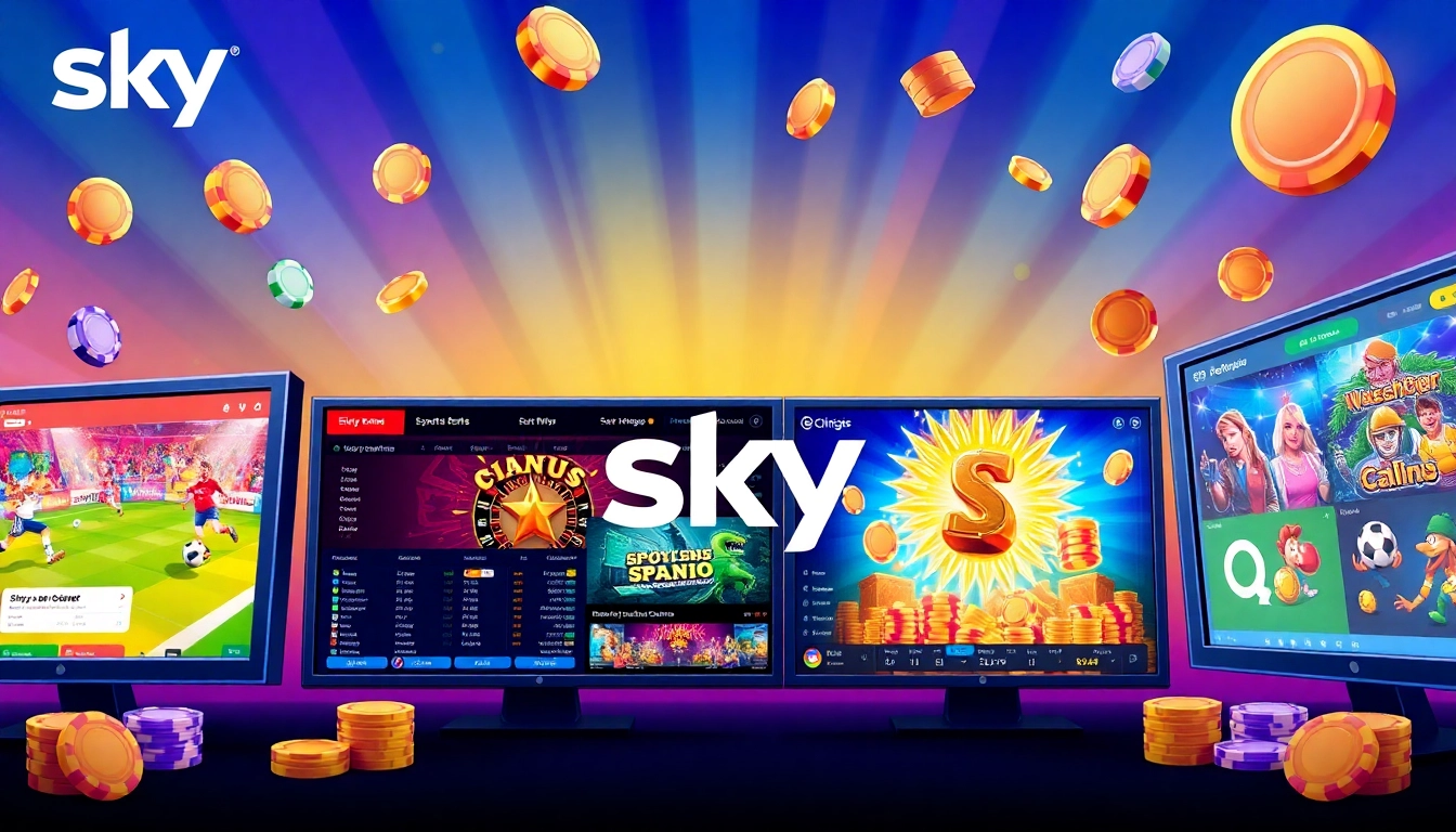 Sky Exchange platform engaging in online sports betting and casino games with vibrant interface and active gameplay.