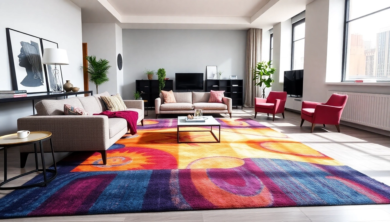 Stylish modern living room featuring Tappeti moderni Milano rugs, enhancing elegant home decor