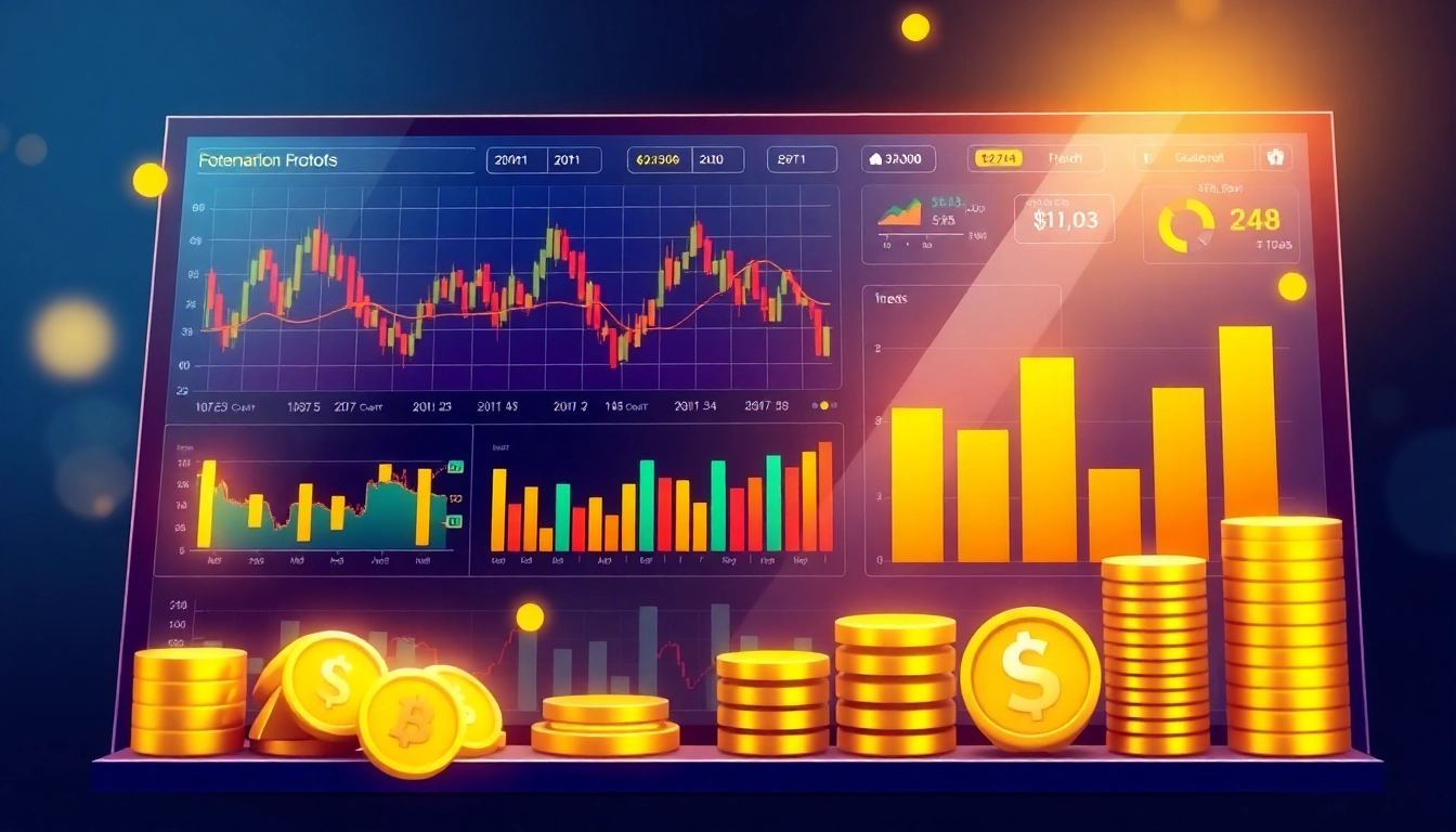 Trading and Investment Reporting analysis showing stock charts, gold prices, and currency